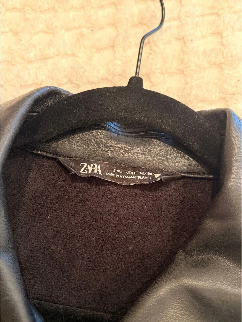 Zara Black Faux Leather Button-Up Jacket Size L